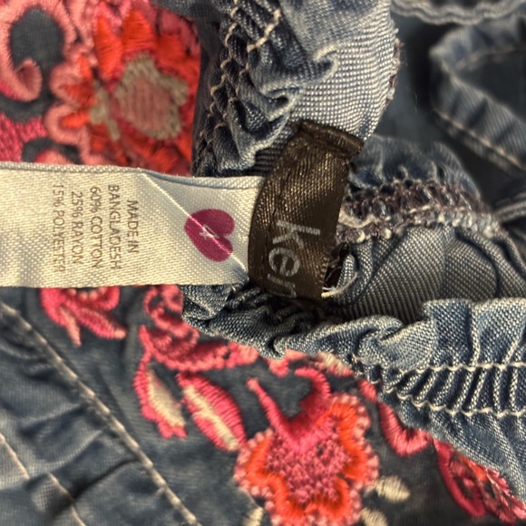 Kensie Blue and Mad Girl Stylish Pink Embroidered Blouse - Picture 7 of 7